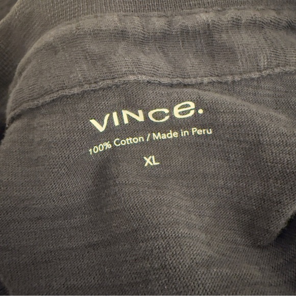 Vince Classic Slub Polo Short Sleeve Black - Men’s XL - Picture 4 of 5